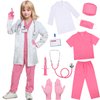 SIZGAROOT Doctor Costume for Kids Toddler Girls Boys Doctor Costume with Lab Coat Halloween Party Dress Up (Pink, 4-5 Years)