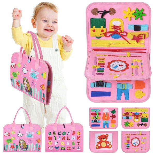 INKLAB Busy Board for Toddlers 3-4, Toddler Montessori Toys Age 3+, Learning Toys for Toddlers 3-5 Years, 3 Year Old Girl Birthday Gift