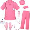 SIZGAROOT Doctor Costume for Kids Toddler Girls Boys Doctor Costume with Lab Coat Halloween Party Dress Up (Pink, 8-9 Years)