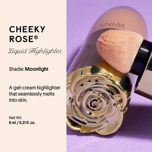 Winky Lux Cheeky Rose Liquid Highlighter, Gel Cream Blush Wand, Blendable & Buildable Pigment, Long Lasting Weightless, Moonlight