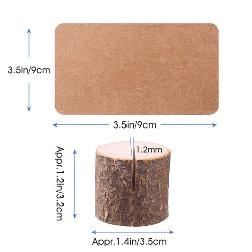 Toncoo Wood Place Card Holders, 20Pcs Premium Rustic Table Number Holders and 30Pcs Kraft Table Place Cards, Wood Photo Holders, Ideal for Wedding Party Table Name and More