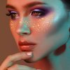 SmallCat 3 Sheets Glitter Freckles Face Tattoo Stickers, Gold Heart Glitter Makeup for Women, Waterproof Sparkle freckles, Faux Temporary Freckles for Face Body for Christmas Festivals Parties