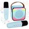 deAO Karaoke Machine for Kids Adults,Portable Bluetooth Speaker with Wireless Microphones, Fun Voice Changing Function-Toys for 5 6 7 8 9 10 Year Old Girl Boys Birthday Gifts (Blue)