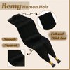 YoungSee Itip Human Hair Extensions Black 20Inch I Tips Hair Extensions Real Human Hair Black I Tip Extensions Jet Black I-Tip Hair Extensions Real Human Hair Natural Pre Bonded Hair 1g/s 50g