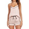 Ekouaer Sleepwear Set Women's Satin Cami Sleep Shirts with Short Lounge Shorts Silk Soft Pjs Set Valentines Gifts (Champagne,M)