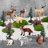 20PCS Plastic Forest Animals Figures, Realistic Woodland Creatures Figurines Miniature Toys Animal Tree Kit Wild Animal Toys Gift for Kids Toddlers, Party Favors Cake Topper Diorama Supplies