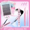 DIY Lash Extension Kits: 3D Eyelash Cluster 108pcs Individual Mix 8-16mm, C Curl Wispy Lash Clusters with 10ml Bond and Seal Waterproof, 5ml Lash Remover, Lash Tweezers lash Cluster Kit at Home.