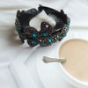 Rhinestone Flower Ponytail Holder Twist Bun Shape Hair Claw Hair Cuffs Accessory for Women Mother's Day Gift (Blue)