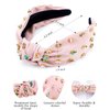 Wecoe Pink Knotted Headband For Women Girls Rhinestone Headband Wide Headbands Non Slip Fashion Cloth Sparkly Jeweled Beaded Embellished Comfortable Headband Hair Accessories For Women Girls