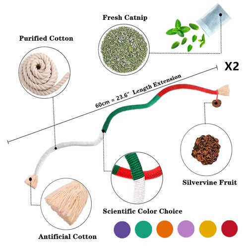 Grembeb Cat Toys 12PCS Catnip Toy for Indoor Kitten Toys Cat Chew Stick for Dental Cleaning Teeth Cat Silvervine Rope Treat Kitty Feather Snack for for Kick Molar Scratch Self Play Interactive Boredom