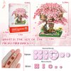 NEWABWN Cherry Blossom Bonsai Tree Mini Micro Building Set, Japanese Sakura Tree House Model Sets for Adults, Flowers House Mini Bricks Building Kit, Creative Gift Toys for Kids 12-14 (2028PCS)
