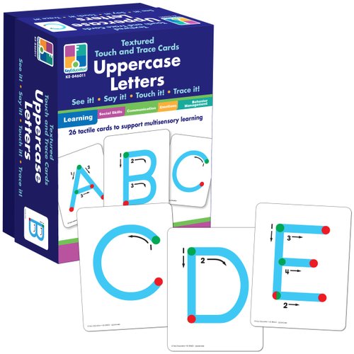 Key Education Uppercase Letters: 26 Touch and Trace Alphabet Flash Cards for Toddlers, Color-Coded, Textured Alphabet Cards for Letter Recognition and Formation, ABC Multisensory Toddler Flash Cards
