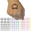 Pair of Fish Love Heart Valentine's Day Temporary Tattoo Water Resistant Fake Body Art Set Collection - Brown (One Sheet)