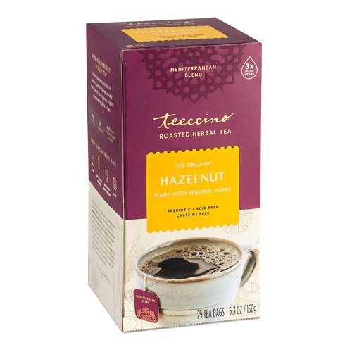 Teeccino Hazelnut Herbal Tea - Rich &amp; Roasted Herbal Tea That’s Caffeine Free &amp; Prebiotic for Nat...