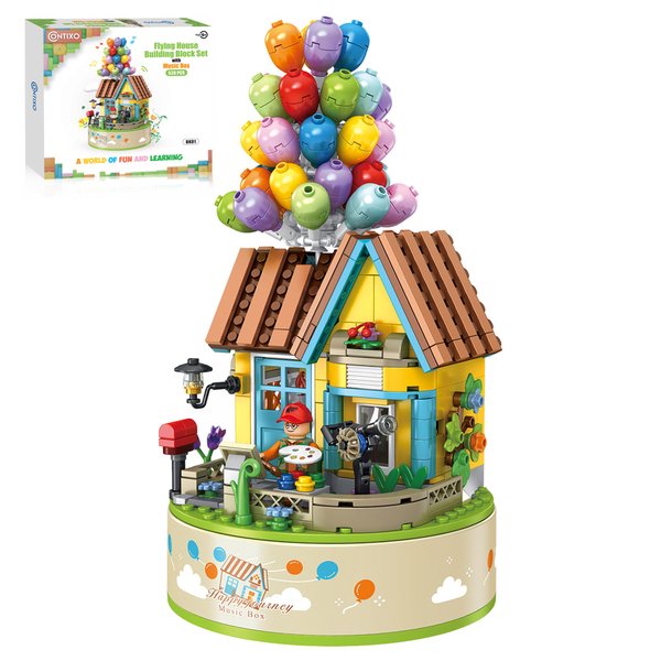 Contixo Building STEM Toys with Up Balloon House - 528 PCS BK01 Flying House Music Box Building Blocks, Kids Building Toys, Educational Construction Toy,Birthday Gifts for Adults Boys Girls Ages 8-12