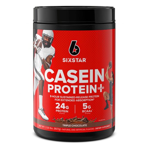 Six Star Casein Protein Powder Elite Casein Protein Powder | Slow-Digesting Micellar Casein Protein Powder for Muscle Gain | Triple Chocolate Protein Powder, 2 lbs (26 Servings) (package may vary)
