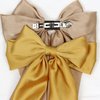 VRbeatter Girls' Classic Hair Bow Big Bow Hair Clips Solid Color Bowknot Hairpin Barrette with Long Silky Satin, Handmade（Yellow,Green,Pink,Khaki）