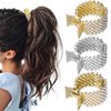 HINZIC 3PCS 1.77Inch Rhinestone Crystal Bling Hair Claw Clips Small Metal Shark Pearl Hair Barrettes High Ponytail Buckle Holder for Women Party Prom(Gold, Silver)