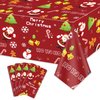 PTECDROTS 4Pcs Christmas Tablecloths Rectangular Christmas Table Decorations Red Xmas Theme Table Cover for Winter Holiday New Year Christmas Party Supplies, 51 x 86inch