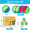 Kids Toys - Outdoor Games, Beach Toys, Toss and Ball Set with 4 Paddles and 3 Balls, Perfect Beach Games Sets Playground Sets for Backyards Easter Gifts for Kids/Adults/Family (Blue+Light Yellow)