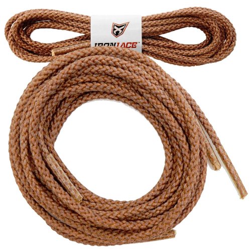 IRONLACE Unbreakable Round Bootlaces - Indestructible, Waterproof & Fire Resistant Boot & Shoe Laces, 1500-Pound Breaking Strength/Pair, Brown, 108-Inch, 3.2mm Diameter, 1-Pair