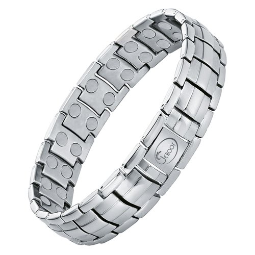 JEROOT Magnetic Bracelets for Men, Pure Titanium Double Row Strong Magnets(3500Gauss Per Magnet) Bracelet, Men's Bracelet with Adjustment Tool & Jewelry Gift Box (Sliver)