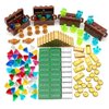 Feleph Treasure Accessories Money Building Blocks Set Jewel Chest, Gems Diamonds, Bullion Gold Tile Silver Bar, Power Crystals, Coins, Goblet, 100 Dollar Bill Cash Toy Brick