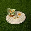 Miniature Food Dollhouse Accessories Garden Decor 1:12 Scale Bread Honey Picnic Basket Cloth Flowers 9PCS Garden Decoration Mini Room Display Props Model (Red Picnic Cloth)