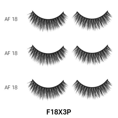 Laflare 3D Cashmere False Eyelashes 3 pcs Multipack, Ultra Soft, Glam, Wispy, Fresh, Luxurious, Cruelty-Free, Reusable, 100% Cashmere Texture, Fake Eyelashes 3 Pairs Eco Pack (F18X3P)