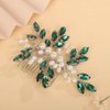Rumtock Boho Green Crystal Hair Comb Silver Hair Accessories for Special Occasion Wedding Prom Handmade Jewelry (Green)