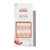 KISS Salon Acrylic French Nail Manicure Set, Medium Length, Square, “Je T'aime”, Nail Kit Includes Pink Gel Nail Glue (Net Wt. 2 g / 0.07oz.), Mini File, Manicure Stick, and 28 Fake Nails