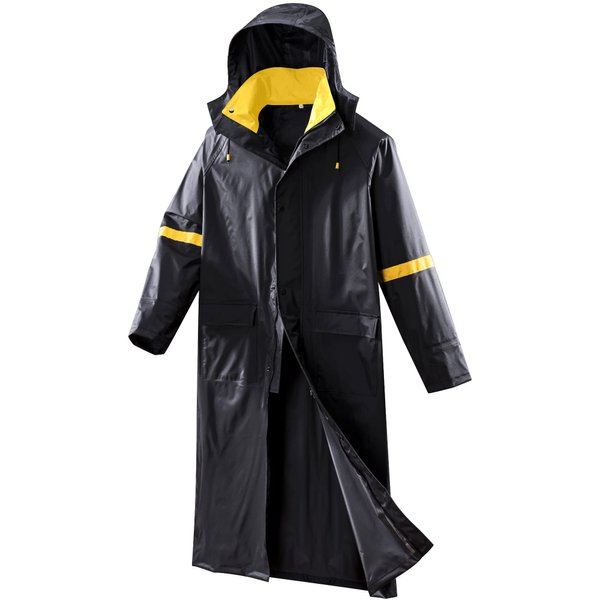 EI Sonador Classic Long Rain Coats for Men, Hooded Raincoats Rain Gear for Waterproof Work, Breathable, Rain Jacket Poncho (Black & Yellow, XL)