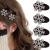 Christmas Snowflake Hair Clips, 4 Pcs Rhinestone Barrettes, Flocking Alligator Clips, Holiday Gift Set