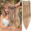 DIYOMO Hair Extensions Real Human Hair,Human Hair Clip In Extensions Soft&Natural Human Hair Extensions Clip Ins 120g 7pcs Real Hair Extensions Clip In Human Hair Straight&Invisible (18 Inch, 18/613)
