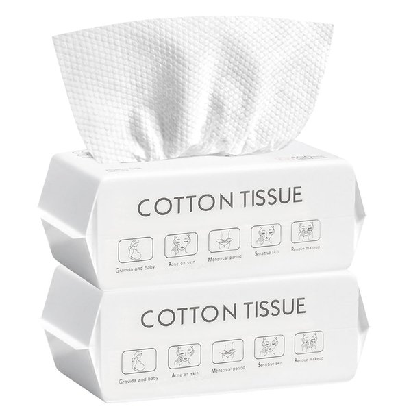 Disposable Face Towel, 100% Plant Cotton Fiber Biodegradable, Dry/Wet Use Facial Clean Washcloth Tissue Makeup Remover Cloth Pads Wipes for Sensitive Skin Cleaning,Travel (140 ct, 2 pack)