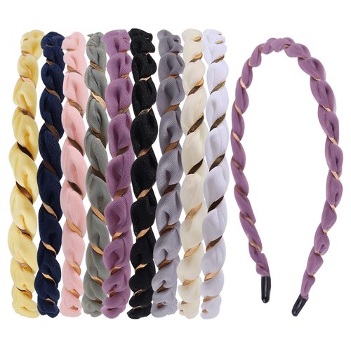 ZIRICHER Thin Headbands for Women Girls,Metal Spring Hair Hoop Headbands,Fashion Non Slip Wavy Braided Headbands For Ladies Stylish Comfortable Skinny Wire Headbands