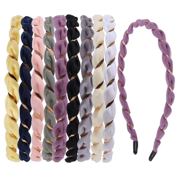 ZIRICHER Thin Headbands for Women Girls,Metal Spring Hair Hoop Headbands,Fashion Non Slip Wavy Braided Headbands For Ladies Stylish Comfortable Skinny Wire Headbands