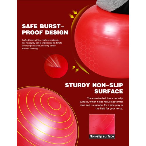 Harrison Howard Mega Horse Play Ball Anti-Burst Giant Horse Ball Horse Soccer Ball 22 Inch-Scarlet Red