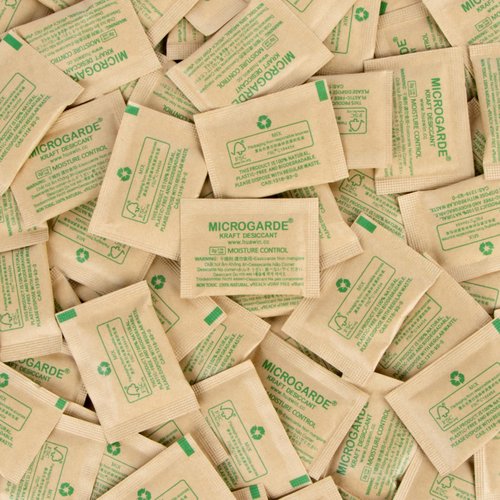 Sukh 100PCS 2Gram Montmorillonite Packets - Decassant Packs Anti Humidity Packs Kraft Paper Dry Packets for Electronic Products, Jewelry, Cameras, Clothes, Books, Iron Tools, Precision Instruments