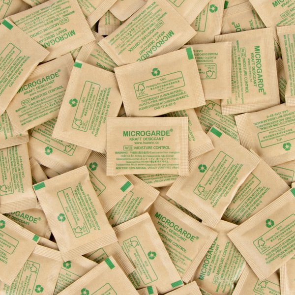 Sukh 100PCS 2Gram Montmorillonite Packets - Decassant Packs Anti Humidity Packs Kraft Paper Dry Packets for Electronic Products, Jewelry, Cameras, Clothes, Books, Iron Tools, Precision Instruments