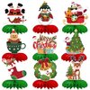 9 Pcs Christmas Honeycomb Centerpieces for Christmas Decorations, Christmas Table Decorations for Santa Themed Party Supplies