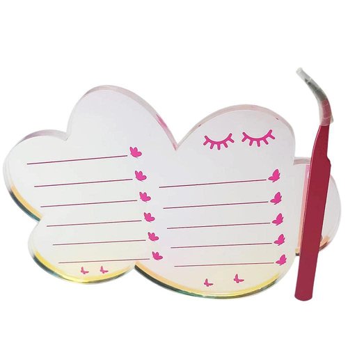 Dazzling Eyelash Grafting Pallet, Acrylic Lash Tile holder, Makeup Palette Eyelash Extensions Storage Gasket Pads with Suction for Tweezers (Cloud-Shaped A)
