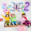 Butterfly 2rd Birthday Decorations for Girls, Butterfly Birthday Decorations, 9 Pcs Number 2 Butterfly Balloons Butterfly Decor, Butterfly Party Decorations Supplies for Girls (Butterfly 2)