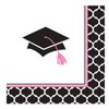 Creative Converting 36 Count Paper Beverage Napkins, Glamorous Grad, Black/White/Pink
