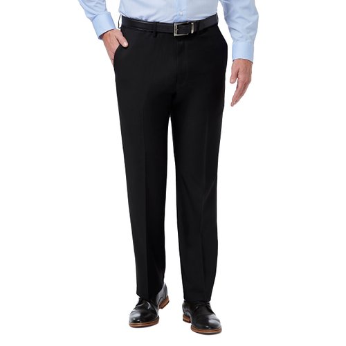 Haggar Men's Premium Comfort Classic Fit Flat Front Dress Pants-Regular and Big & Tall Sizes, Black, 38W x 30L