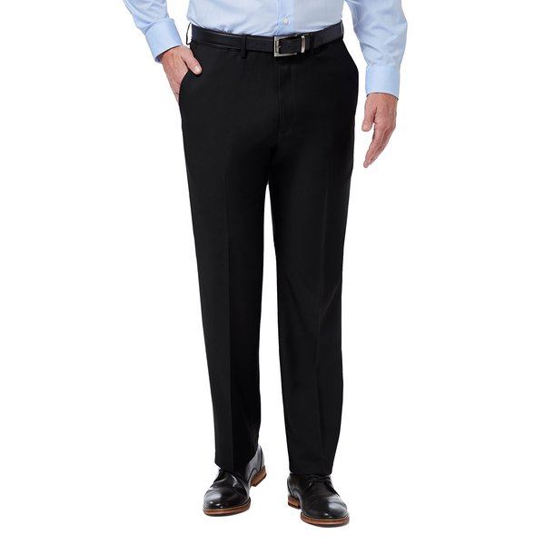 Haggar Men's Premium Comfort Classic Fit Flat Front Dress Pants-Regular and Big & Tall Sizes, Black, 38W x 30L