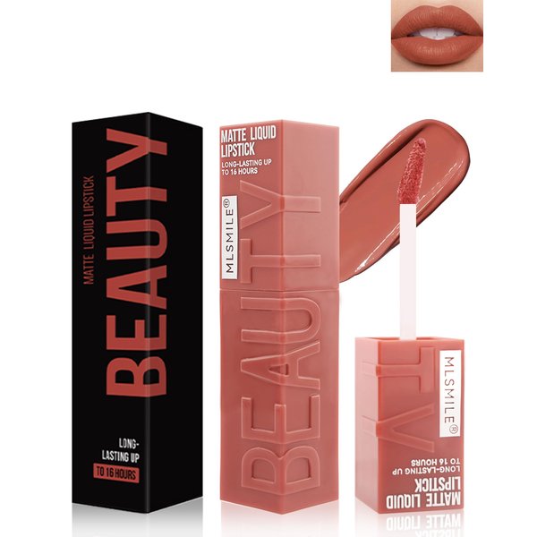 Matte Liquid Lipstick for Women, Highly Pigmented Lip Tint Stain, Super Velvet Matte Nude Red Lip Gloss, Up to 16H Wear, Long Lasting Waterproof Non-Stick Cup Lip Color Stay,Christmas Makeup Gift-02#