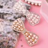 HINZIC 2PCS Wedding Pearl Diamond Bow Hair Clips Gold and Silver Pearl Bow Hair Barrettes Bridal Halloween Christmas Rave Wedding Hair Accessories Hair Gifts for Women Valentine