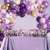 Amandir 150Pcs Purple Balloons Garland Arch Kit, Light Pastel Purple Gold White Balloons Confetti Latex Metallic Balloons for Women Birthday Baby Shower Wedding Party Decorations Supplies