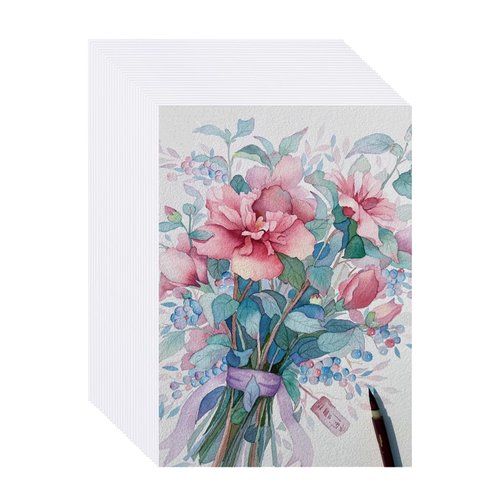 60 Sheets Watercolor Paper Bulk, 140LB/300GSM Thick Cold Press Paper Cotton White Water Color Paper for Kid Child Adults Artists Watercolor Drawing, Watercolor Postcards (9x6 Inch)